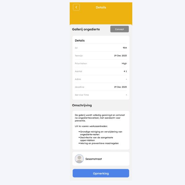 details in de app van taken en klachten, erp systeem om workflow te automatiseren
