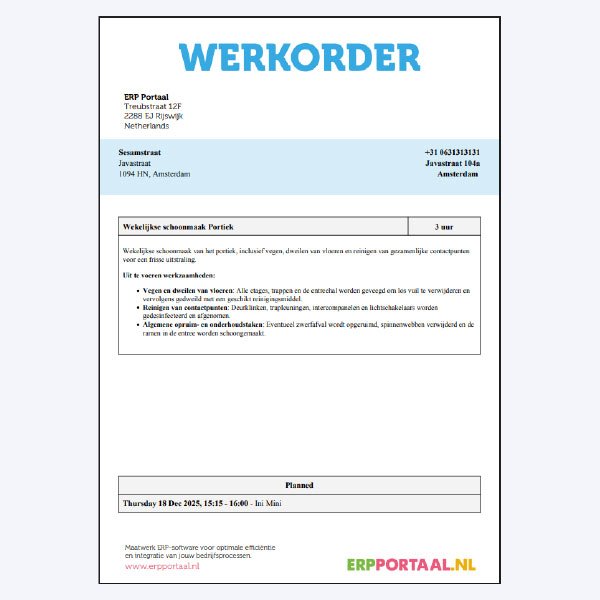 automatische werkorder in ons uitgebreide erp systeem waarbij alles naadloos op elkaar aansluit