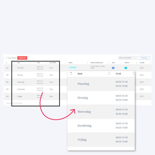 HRM software - werkrooster inplannen voor medewerkers - Vervang Excel door slimme software afgestemd op jouw bedrijf en klaar om mee te groeien!